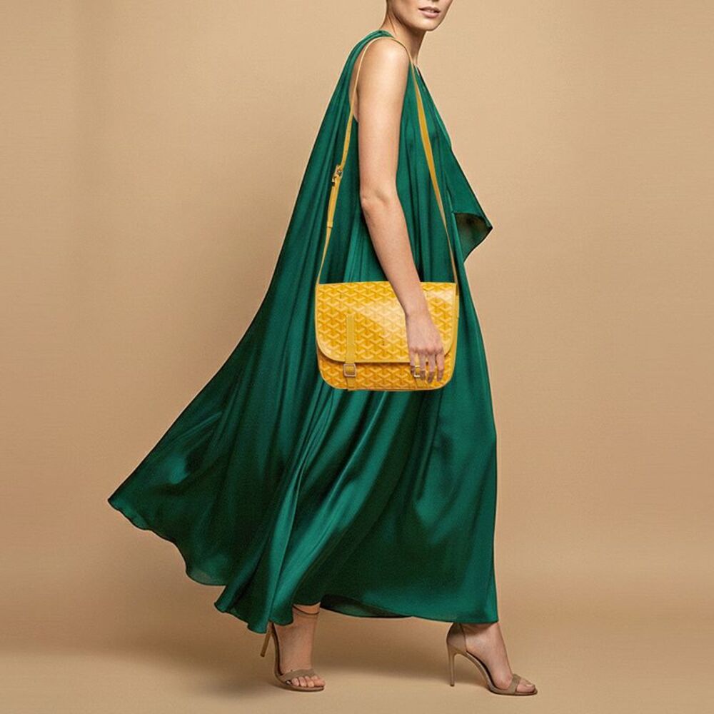 Goyard Belvedere Mm Yellow Goyardine Coated Canvas And Leather Saddle Bag - Picture 2 of 7